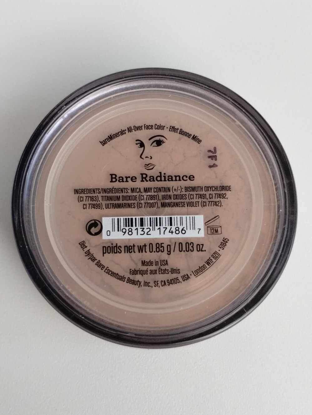 Opened - bareMinerals Bare Radiance All-Over Face Color - Light Beige